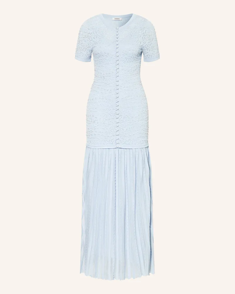 Sandro Kleid Mit Spitze Und Schmuckperlen blau Hellblau