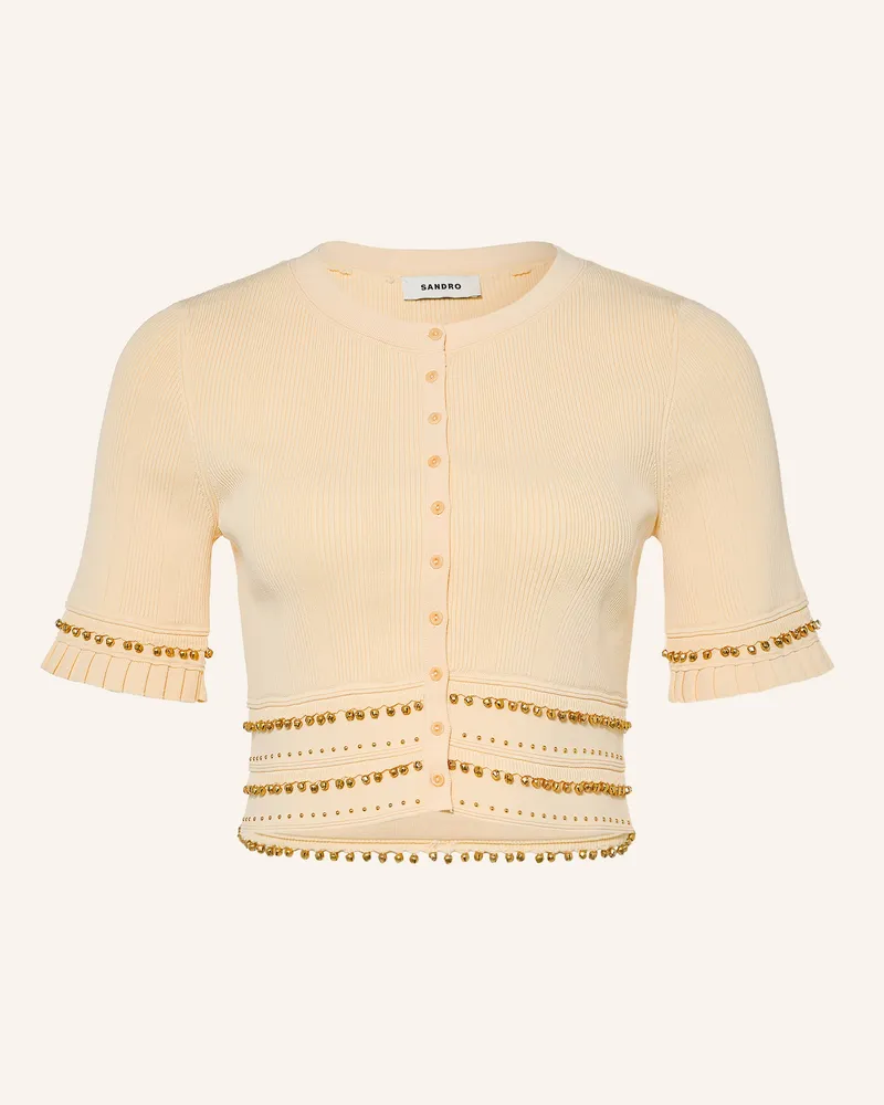 Sandro Cropped-Bluse Mit Nieten gelb Hellgelb