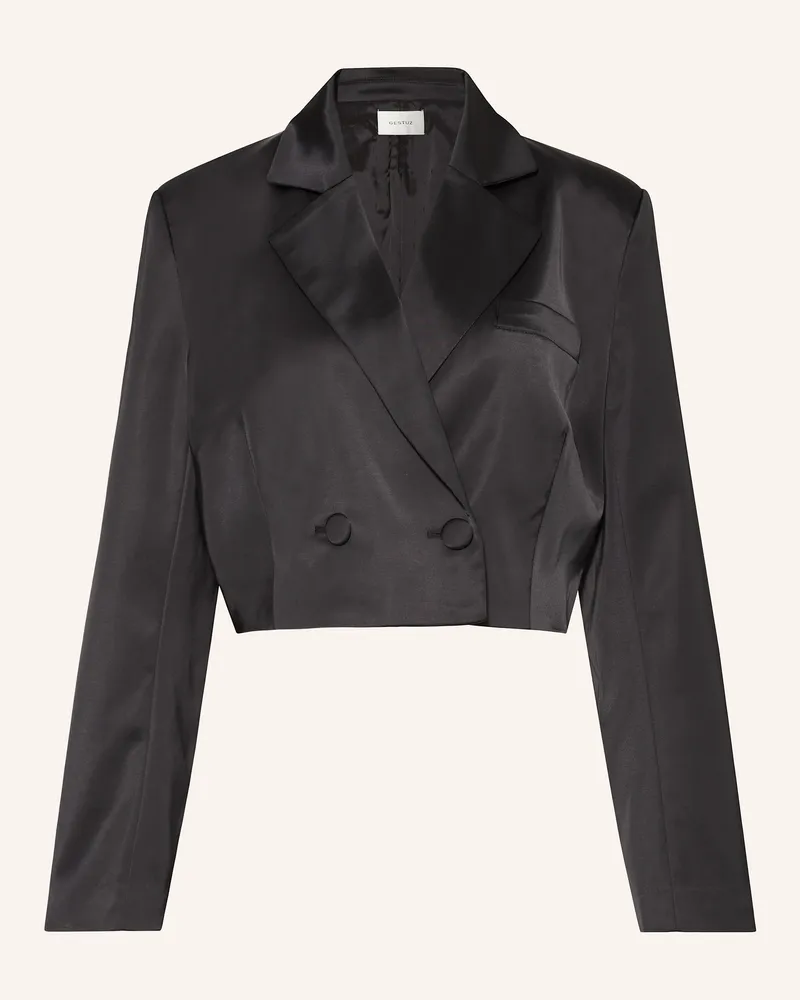 Gestuz Cropped-Blazer YACMINEGZ aus Satin Schwarz