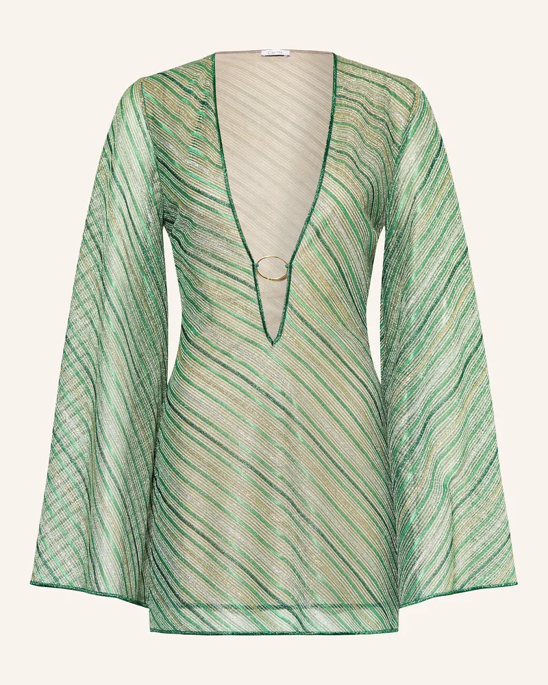 Oséree Strandkleid SHINY STRIPES mit Glitzergarn Grün