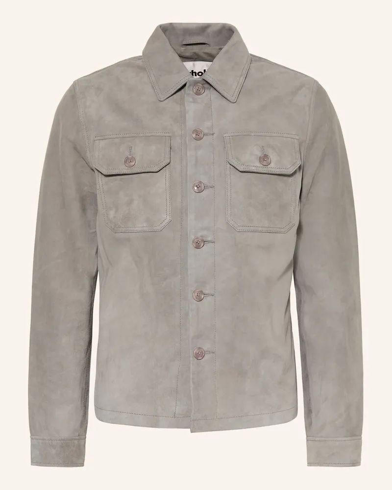 Schott N.Y.C Leder-Overjacket grau Grau