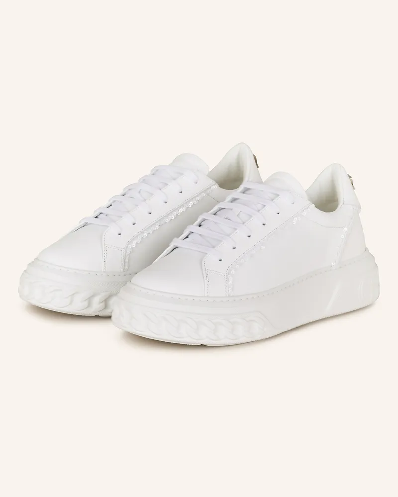 Casadei Sneaker OFF ROAD mit Pailletten Weiss