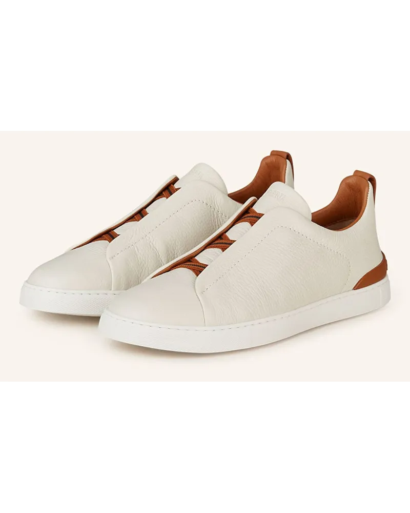 Ermenegildo Zegna Sneaker - WEISS/ COGNAC Weiss