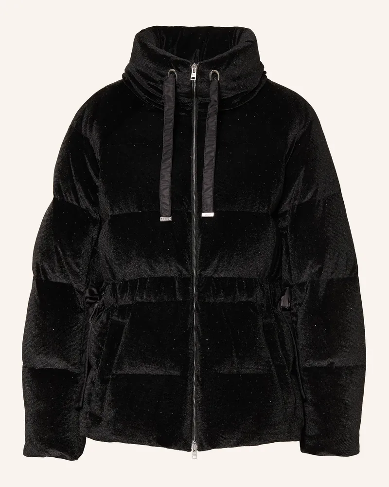 Herno Daunenjacke Aus Samt Mit Schmucksteinen schwarz Schwarz