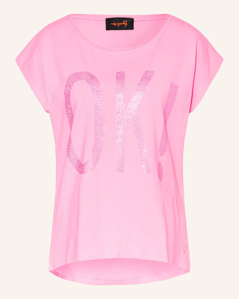 Miss Goodlife T-Shirt mit Schmucksteinen Rosa