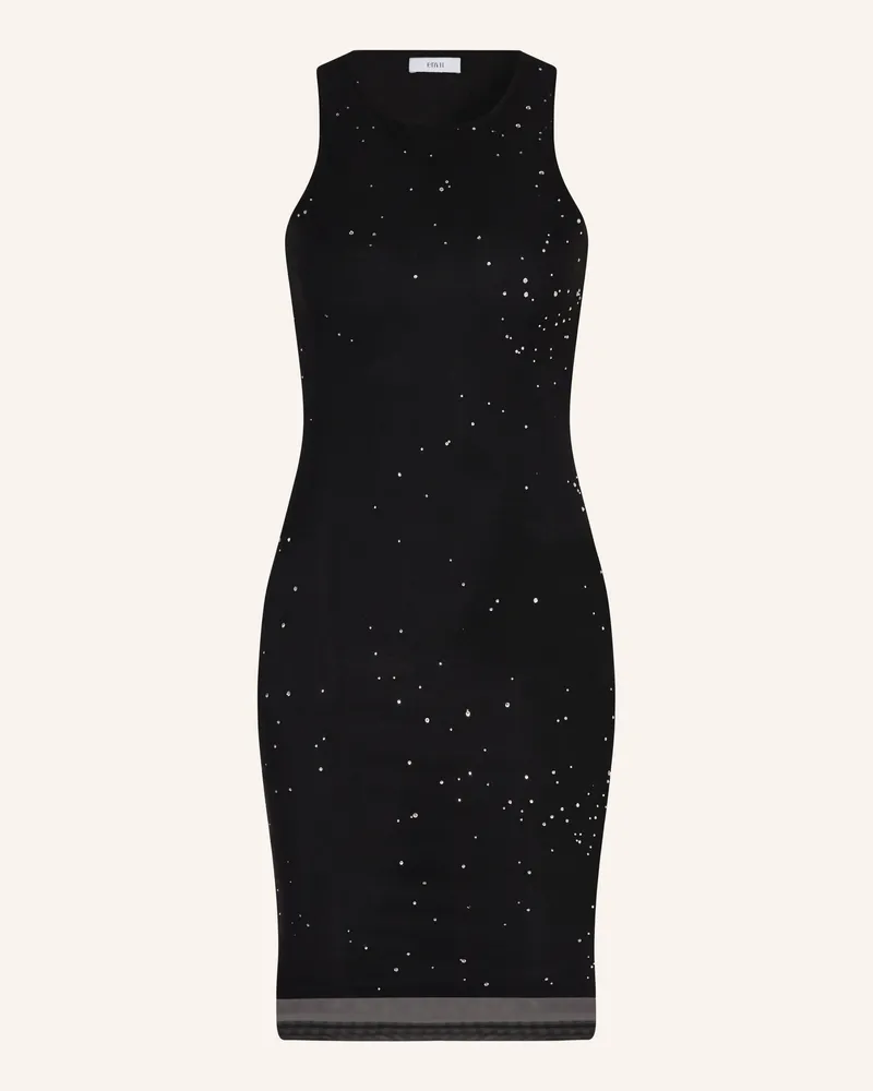 envii Mesh-Kleid ENSTAIRS mit Schmucksteinen Schwarz