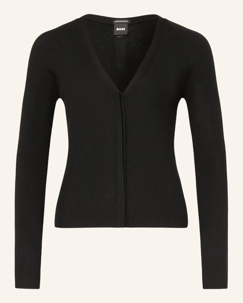 HUGO BOSS Strickjacke FRIVA Schwarz