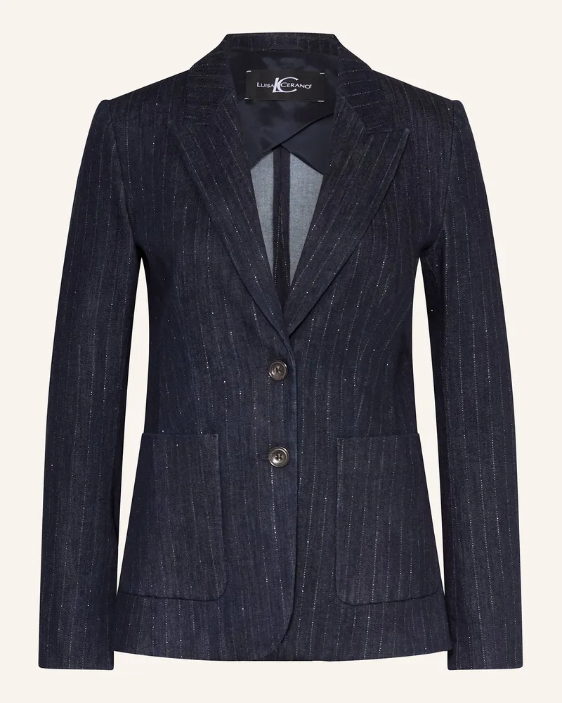 Luisa Cerano Blazer In Jeansoptik Mit Glitzergarn blau Dunkelblau