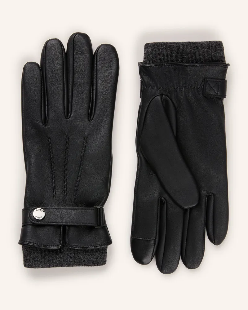 HUGO BOSS Lederhandschuhe Hyden schwarz Schwarz