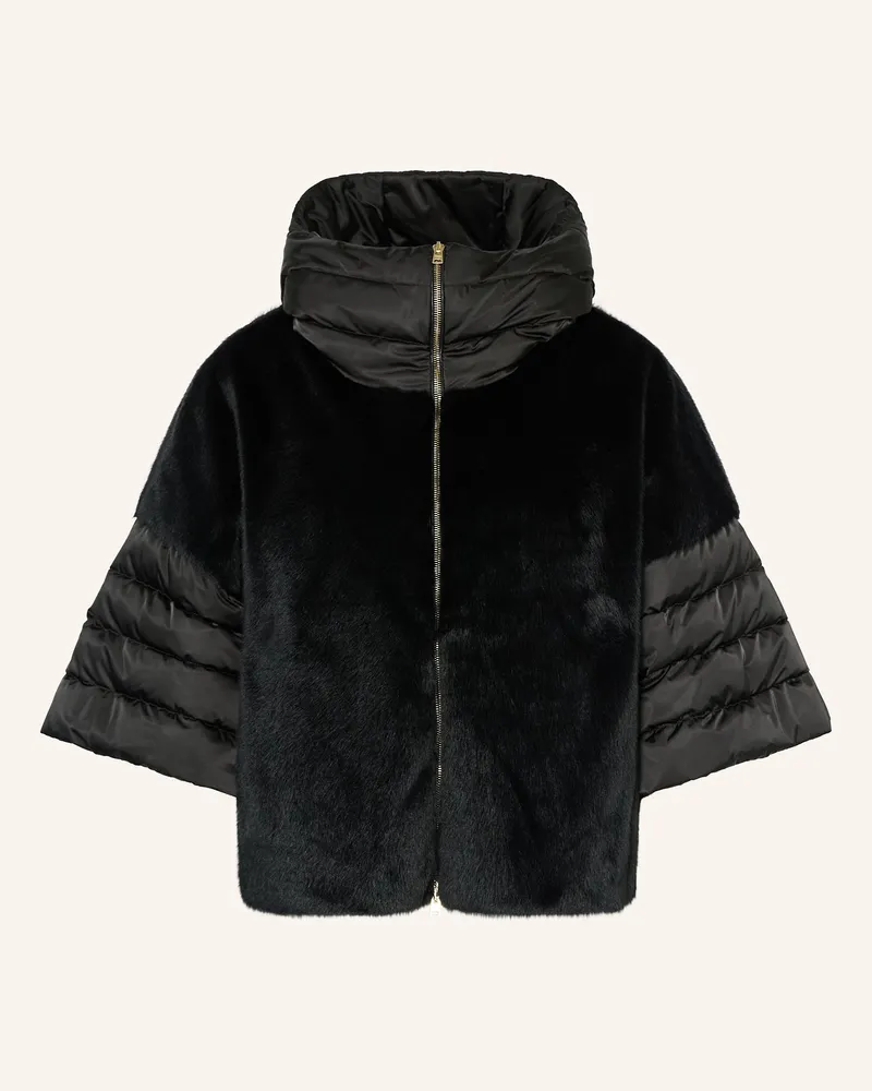 Herno Daunenjacke aus Kunstfell mit 3/4-Arm Schwarz