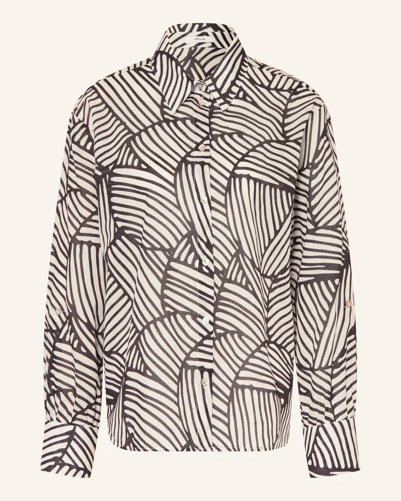 OPUS Bluse Felora Botanica braun Weiss