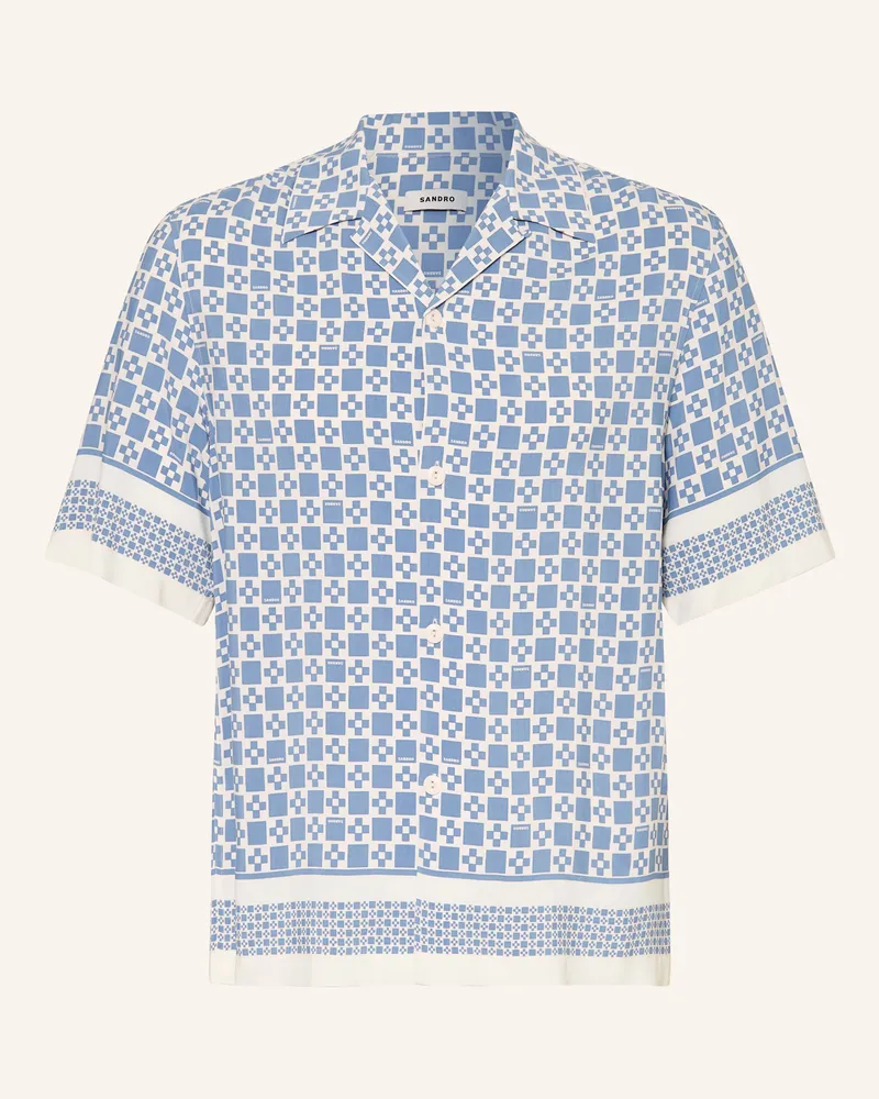 Sandro Resorthemd Slim Fit aus Satin Blau