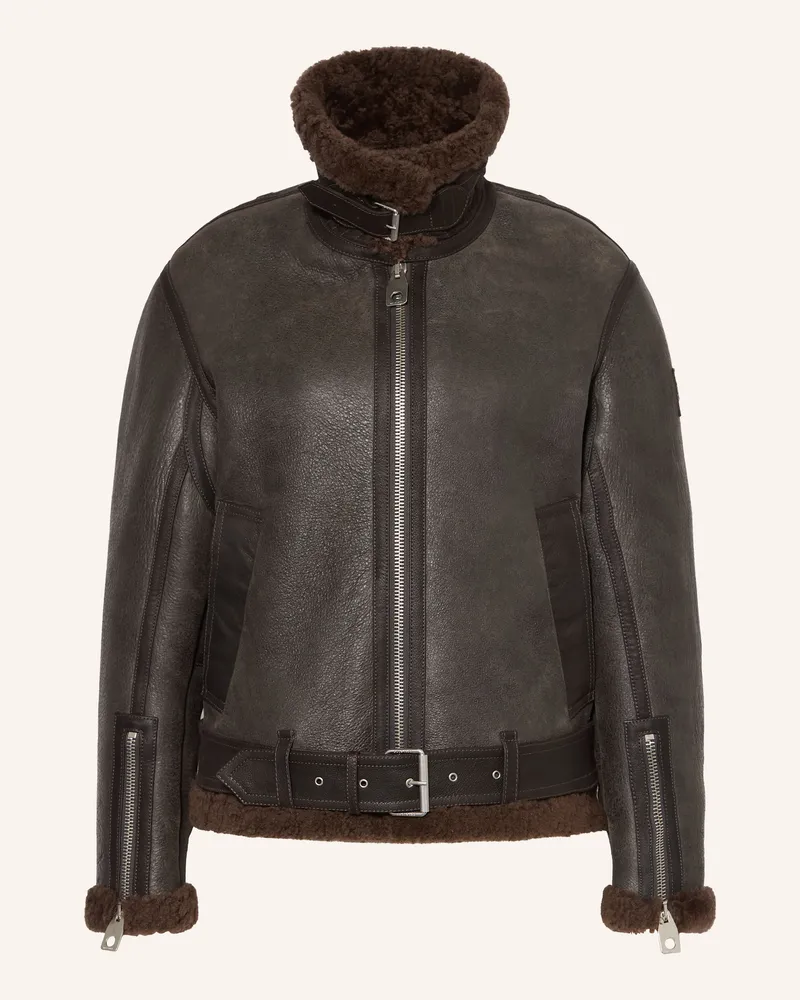 Belstaff Lederjacke Erskine grau Taupe