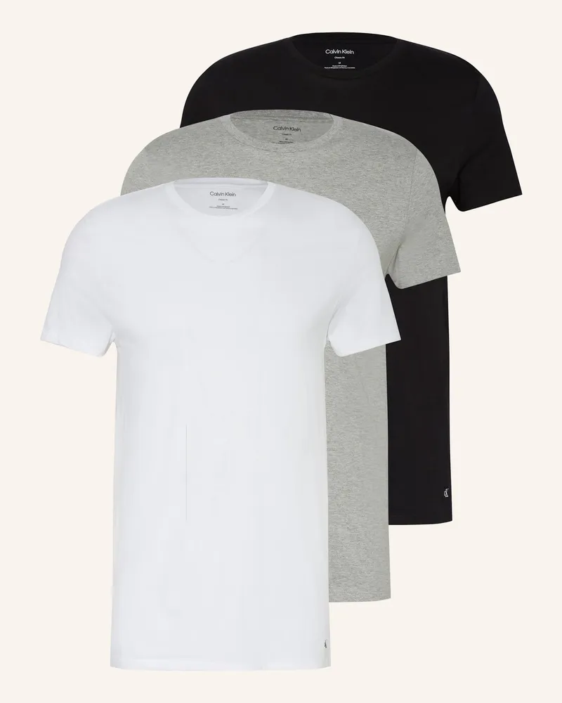 Calvin Klein 3er-Pack T-Shirts 100% Cotton grau Schwarz