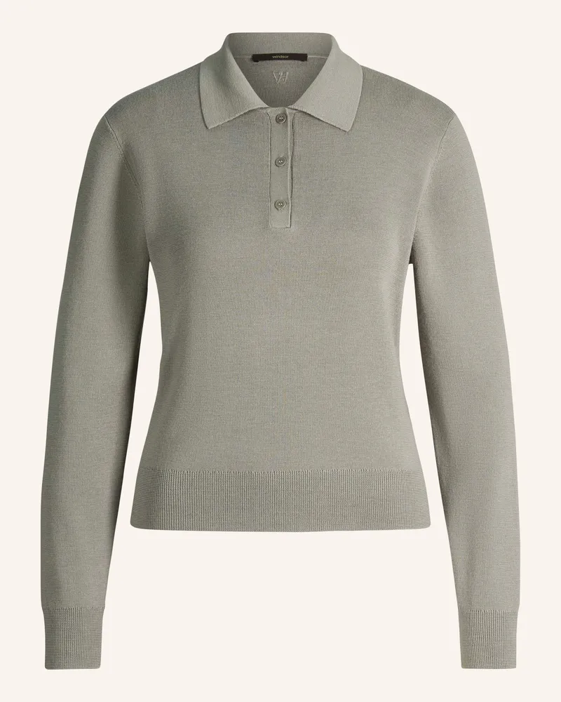 windsor. Langarm-Polo grau Grau