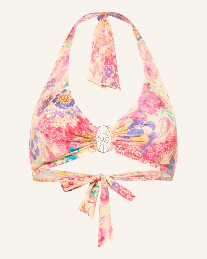 watercult Neckholder-Bikini-Top Ornament Drift pink Dunkelgelb