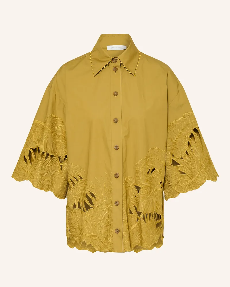 Zimmermann Hemdbluse Mahon Mit Lochspitze Und Schmuckperlen gruen Oliv
