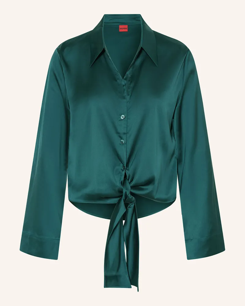 HUGO BOSS Satinbluse ERRIKA Dunkelgrün