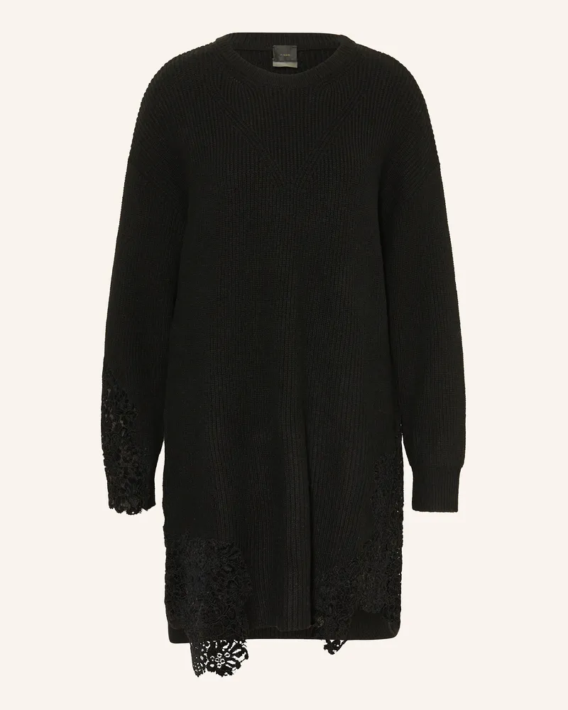 Pinko Strickkleid VALLEDAOSTA mit Spitze Schwarz