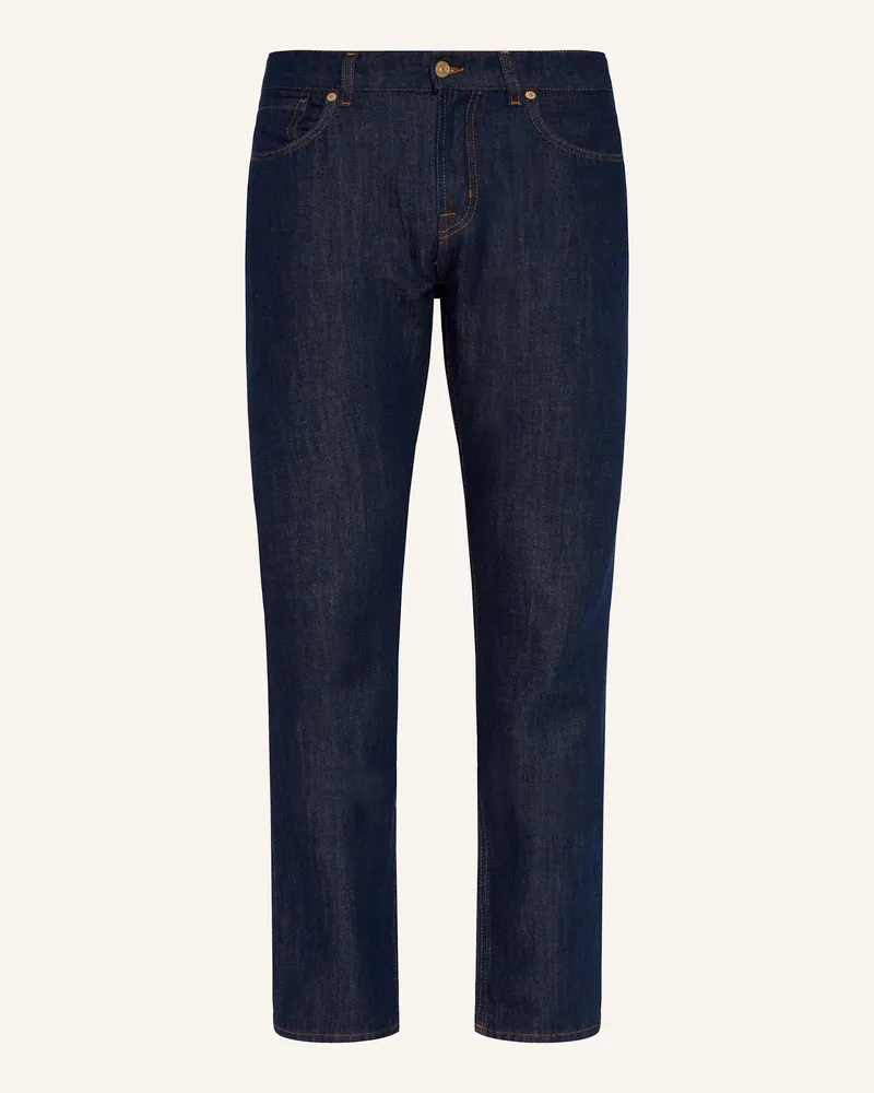 7 for all mankind Jeans THE STRAIGHT STATION Straight Fit mit Leinen Blau