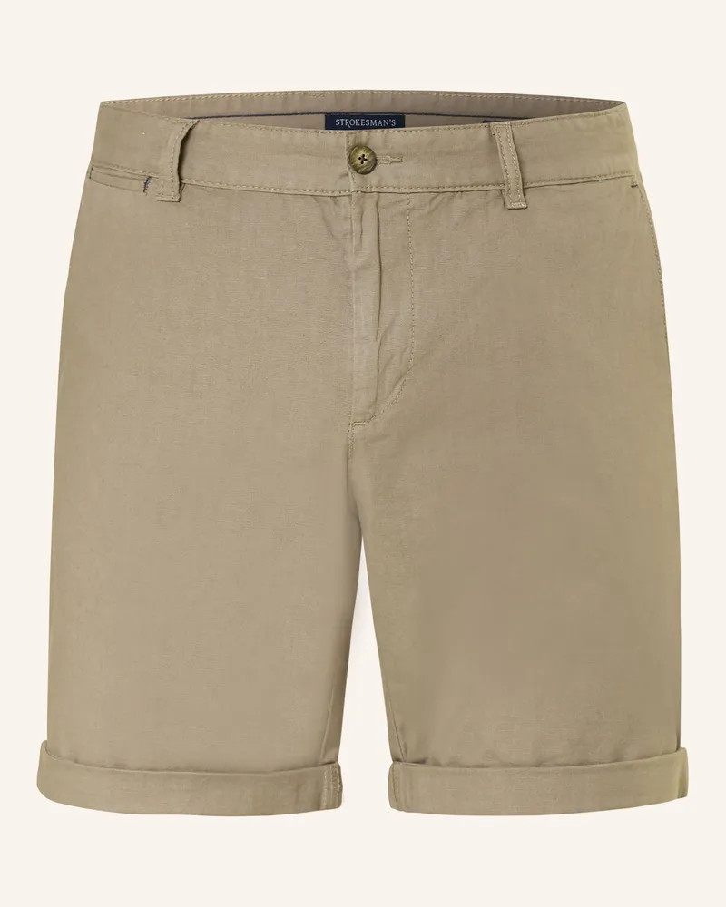 Strokesman's Chinoshorts Slim Fit mit Leinen Oliv