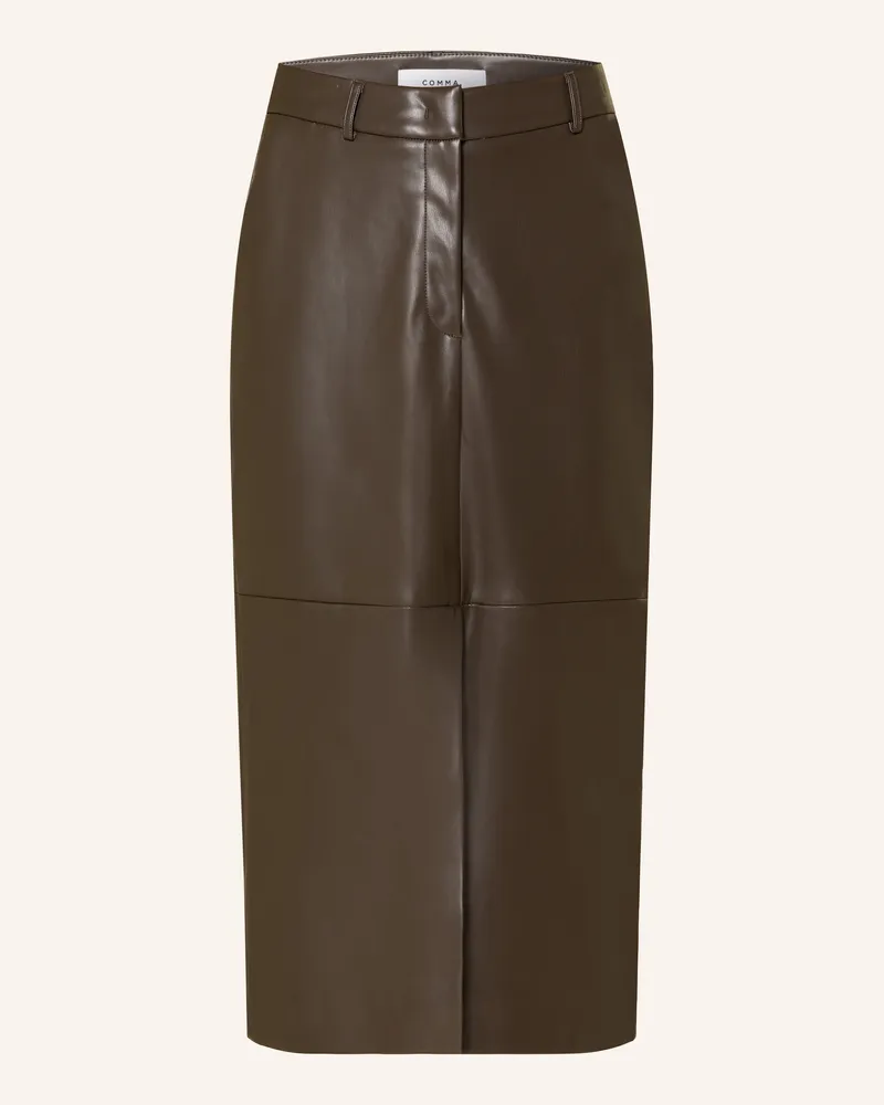 COMMA Rock In Lederoptik braun Dunkelbraun