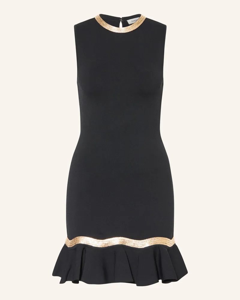 Sandro Strickkleid mit Volants und Schmucksteinen Schwarz