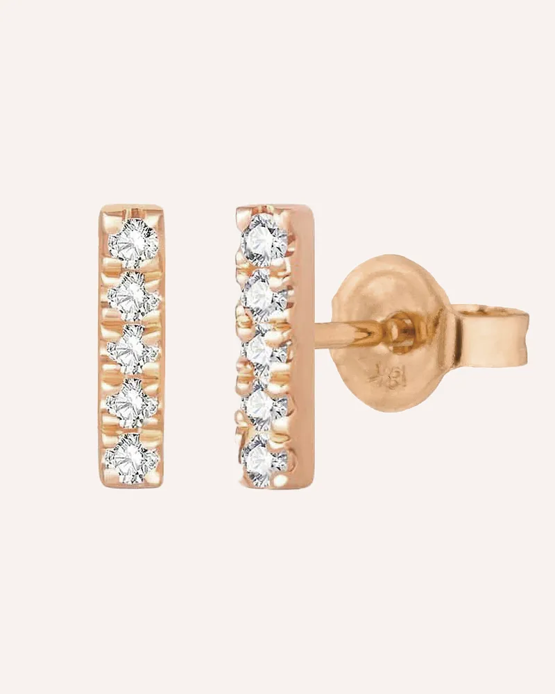 Leaf Ohrstecker Bar Aus 18 Karat Rosegold Mit Diamanten rosegold Roségold