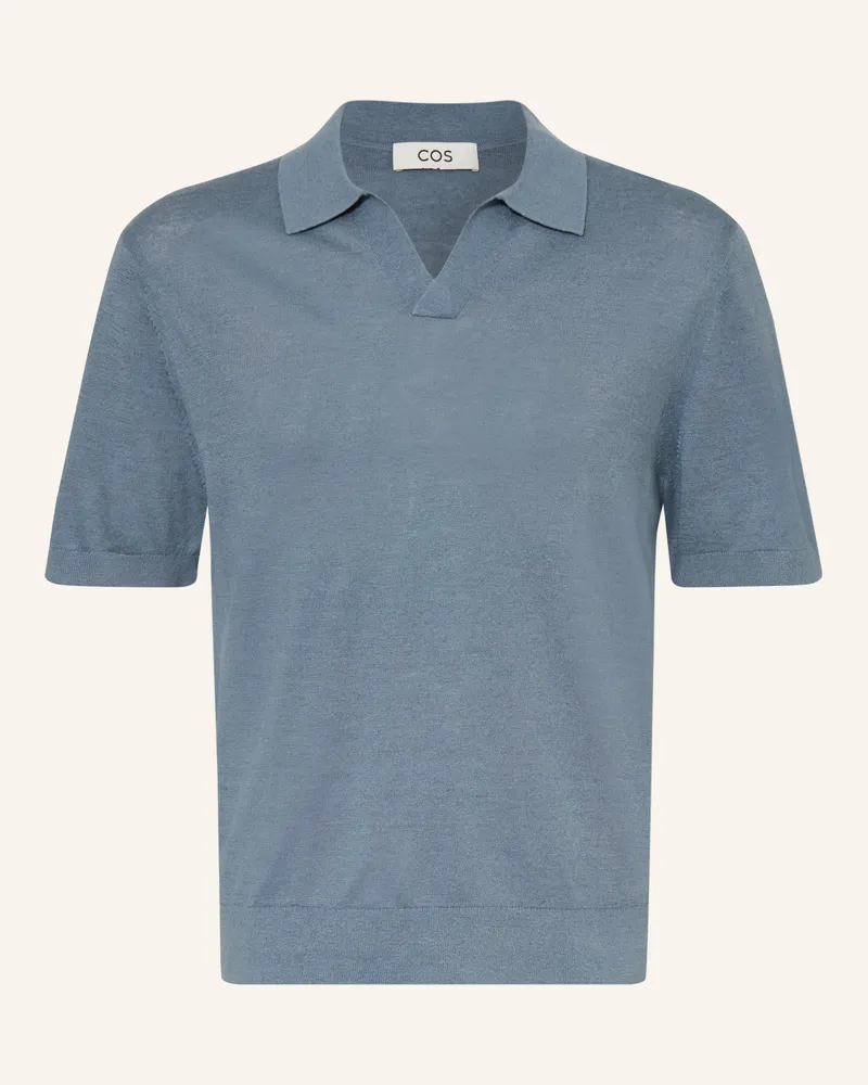 COS Strick-Poloshirt Loose Fit Aus Leinen blau Blaugrau