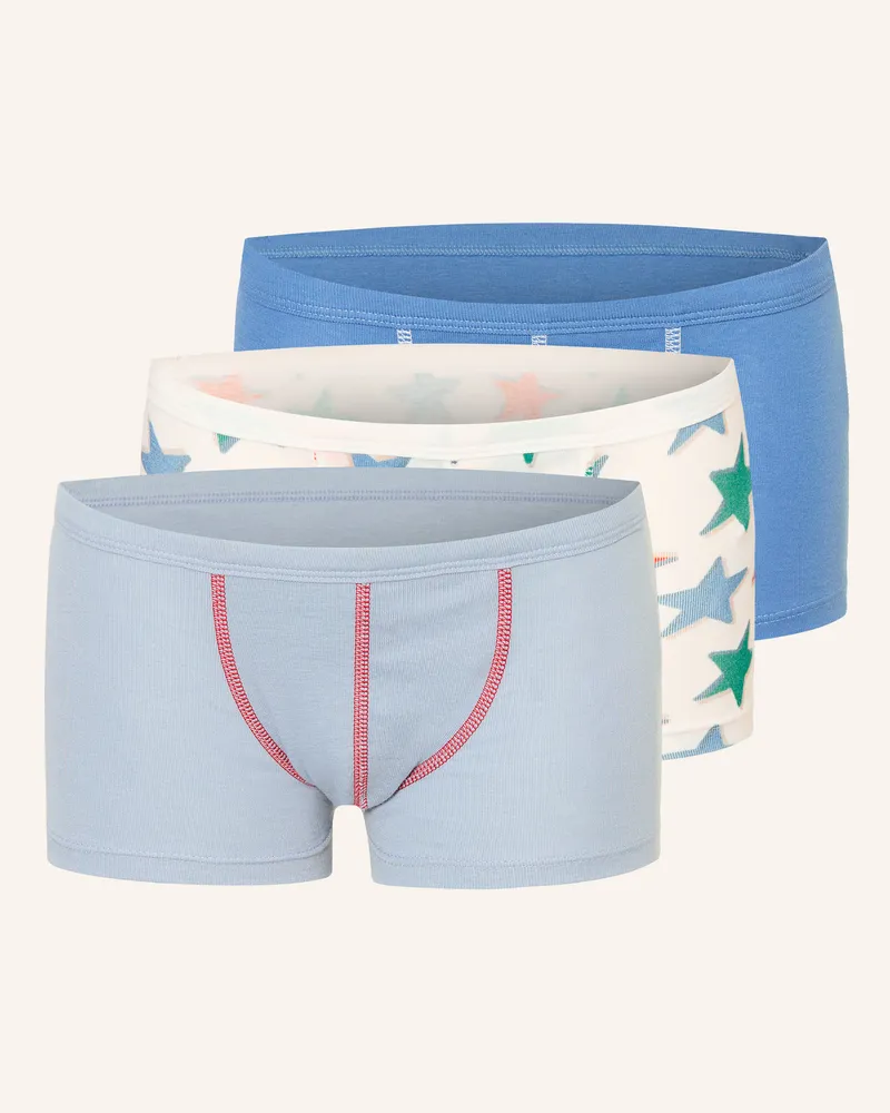 Petit Bateau 3er-Pack Boxershorts blau Hellblau