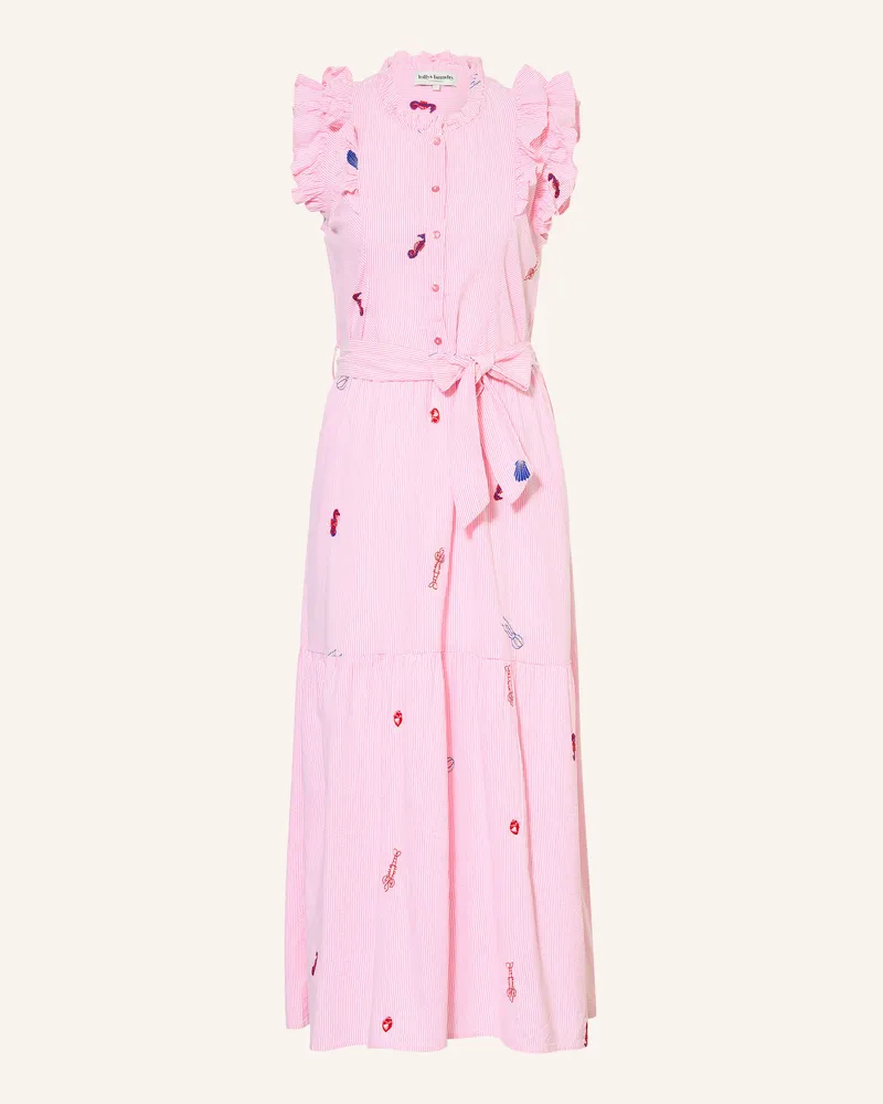 Lollys Laundry Kleid Harrietll Mit Volants Und Stickereien pink Rosa