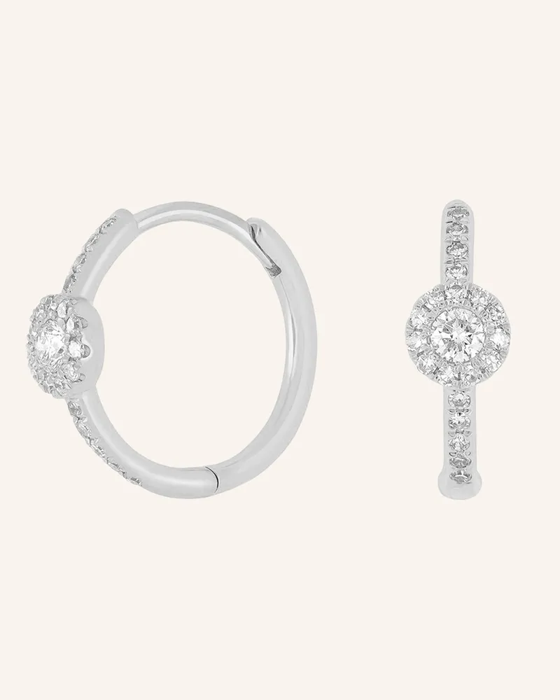 Leaf Creolen PAVE II aus 14 Karat Weißgold mit Diamanten Weissgold