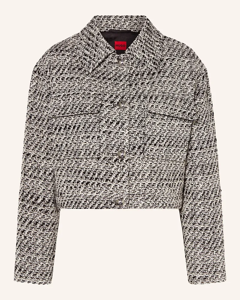 HUGO BOSS Kastenjacke ALICELI aus Tweed mit Glitzergarn Weiss