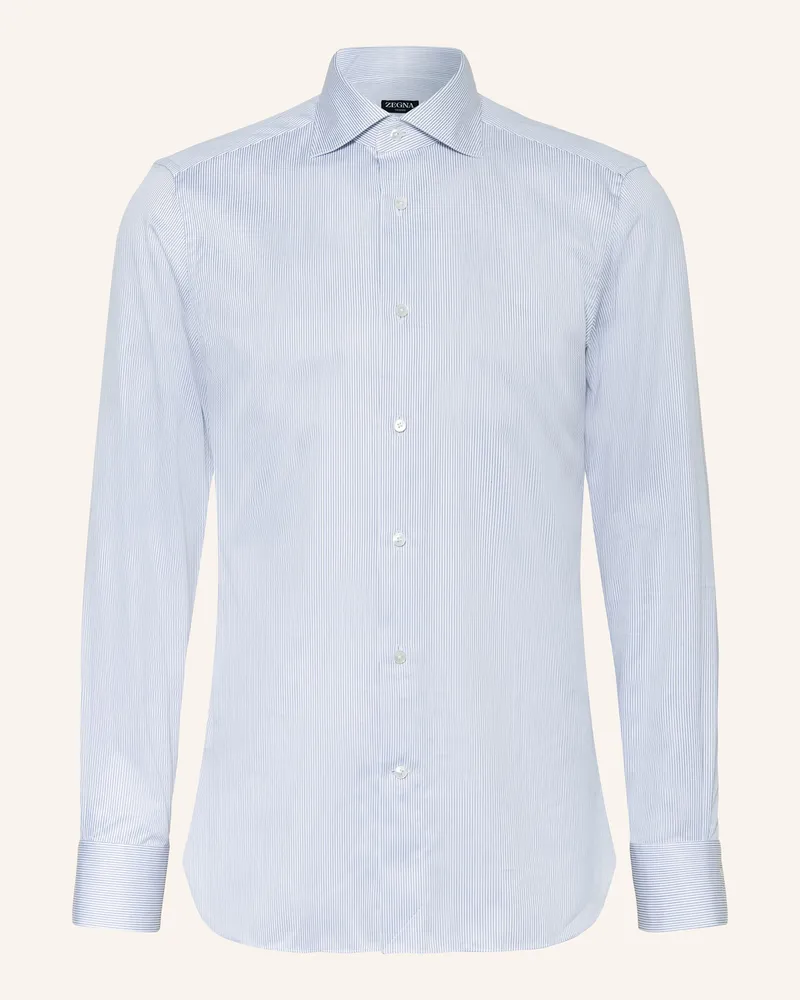 Ermenegildo Zegna Hemd Slim Fit weiss Dunkelblau