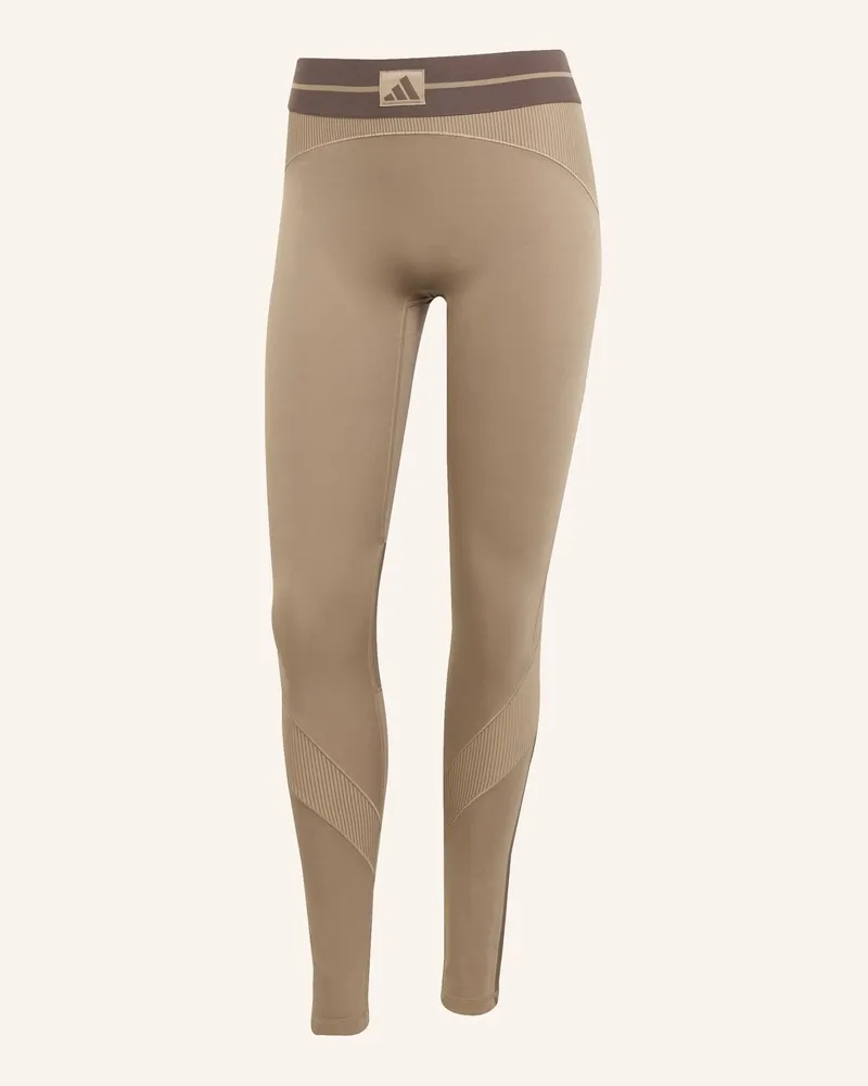 adidas HYPERGLAM RIB 1/1 LEGGINGS Braun