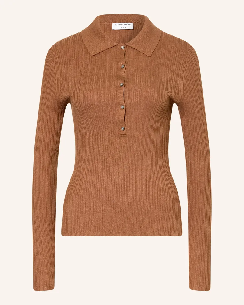 Tiger of Sweden Strick-Poloshirt Isla braun Cognac