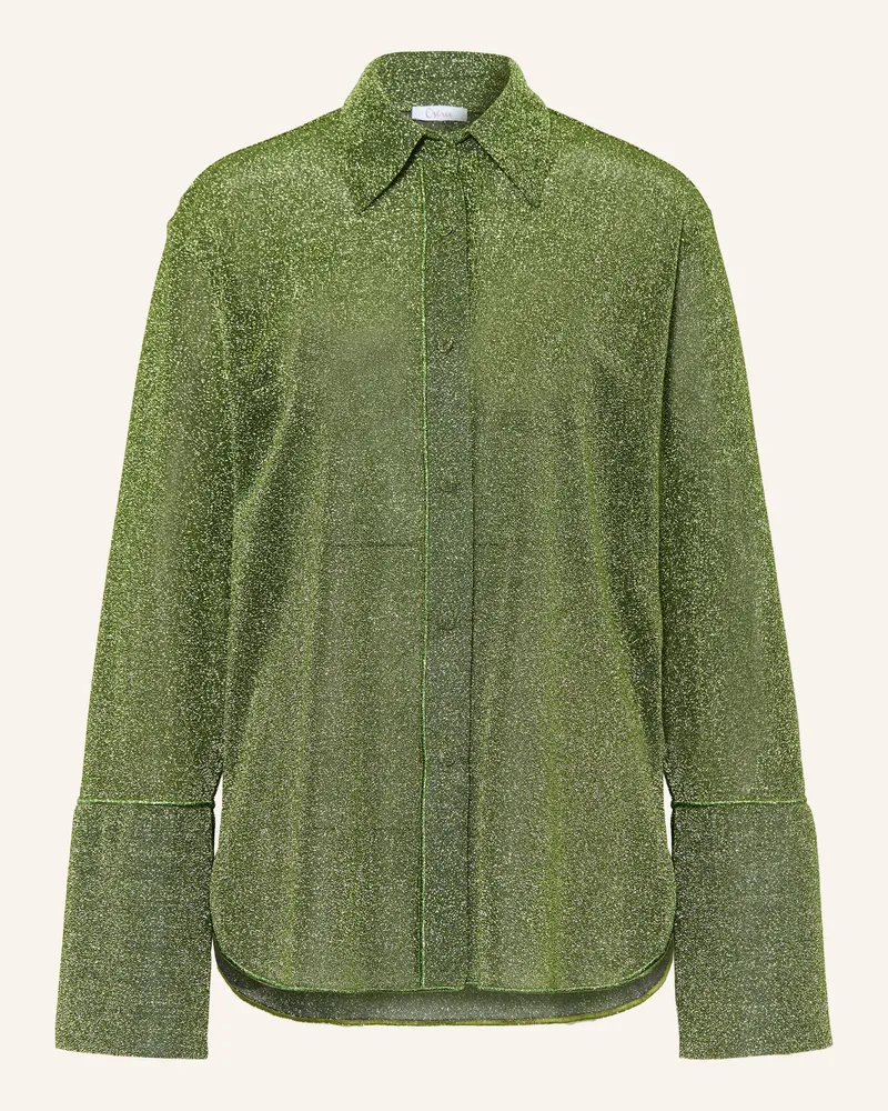 Oséree Hemdbluse LUMIERE mit Glitzergarn Grün