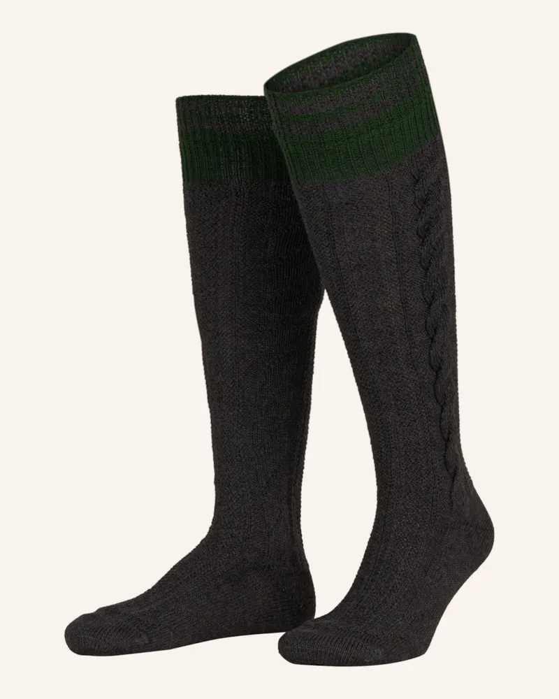 Lusana Trachten-Kniestrümpfe Dunkelgrau