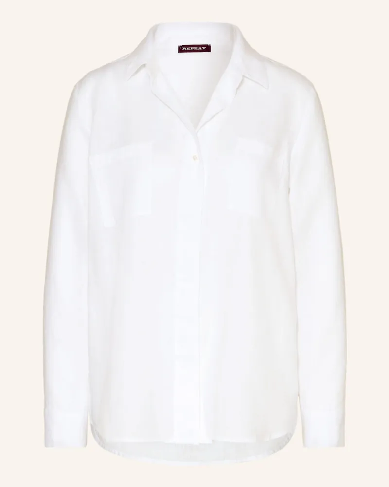 Repeat Hemdbluse Aus Leinen weiss Weiss