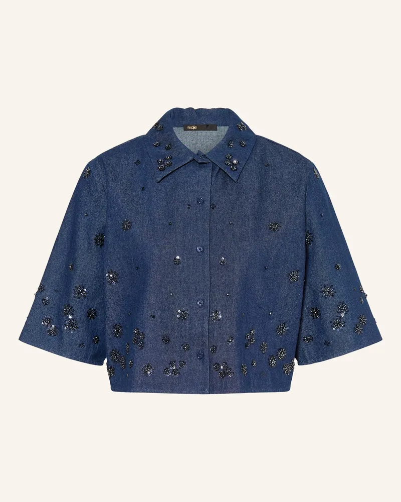 Maje Jeansbluse Mit 3/4-Arm Und Pailletten blau Dunkelblau