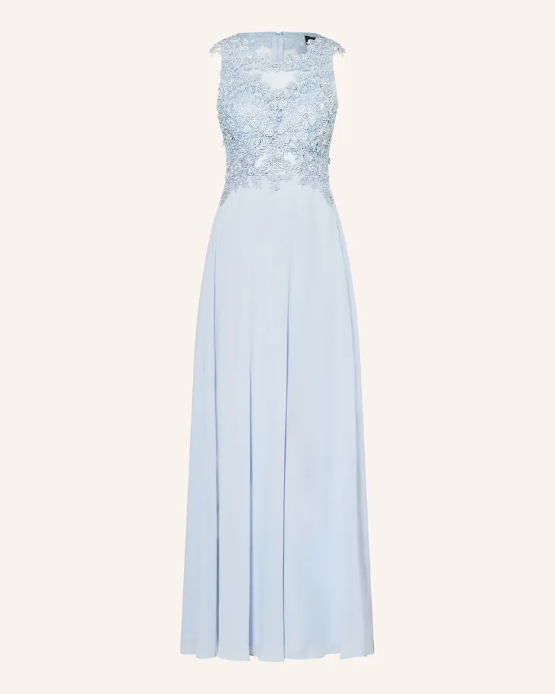 Apart Abendkleid mit Spitze und Schmucksteinen Hellblau