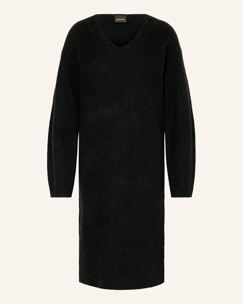 HUGO BOSS Stickkleid FUSIL mit Alpaka Schwarz