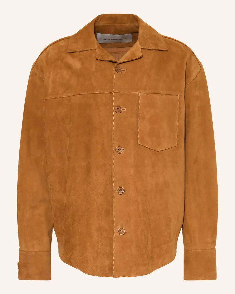 AMI Paris Leder-Overjacket Cognac