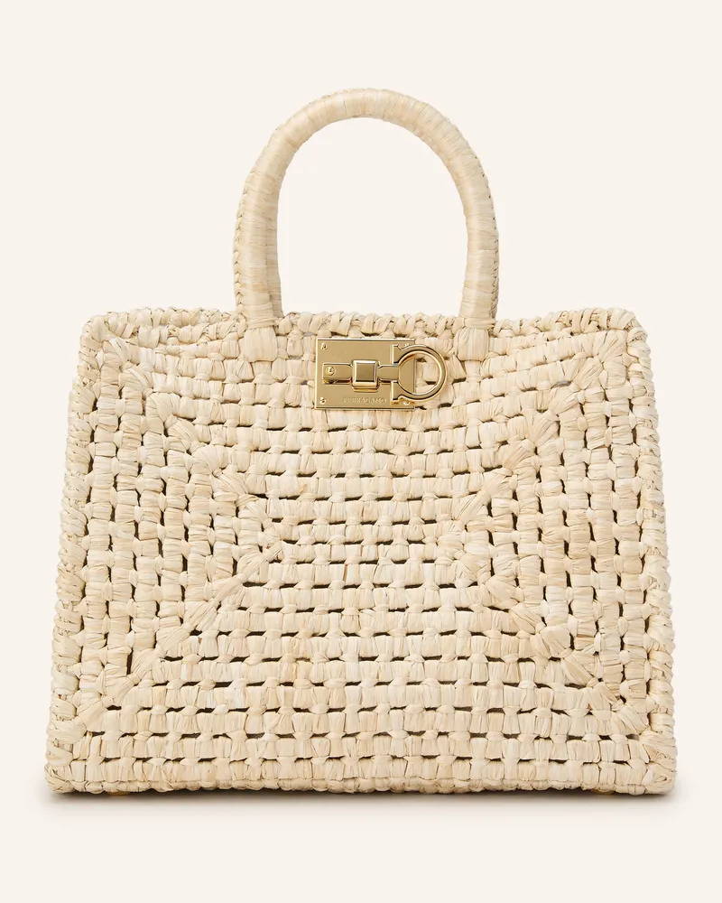 Ferragamo Handtasche Mit Pouch weiss Hellbraun