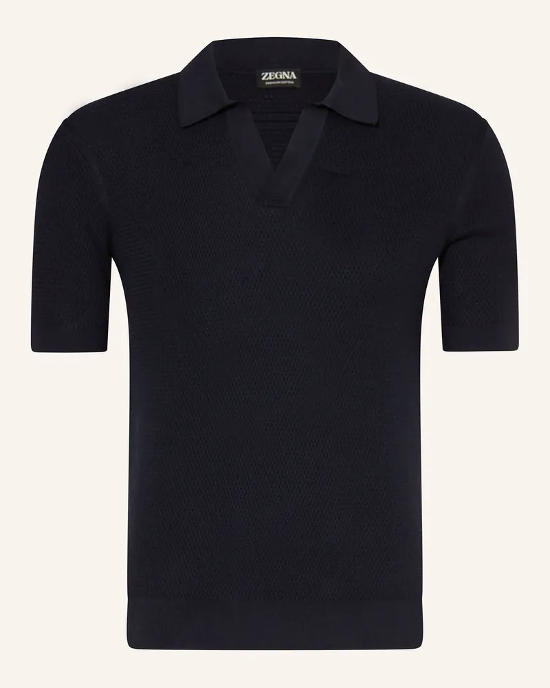 Ermenegildo Zegna Strick-Poloshirt blau Dunkelblau