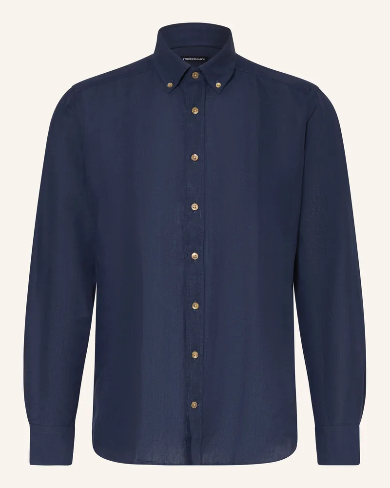 Strokesman's Hemd Regular Fit Mit Leinen blau Dunkelblau