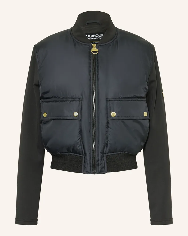 Barbour Blouson Emerson Im Materialmix schwarz Schwarz