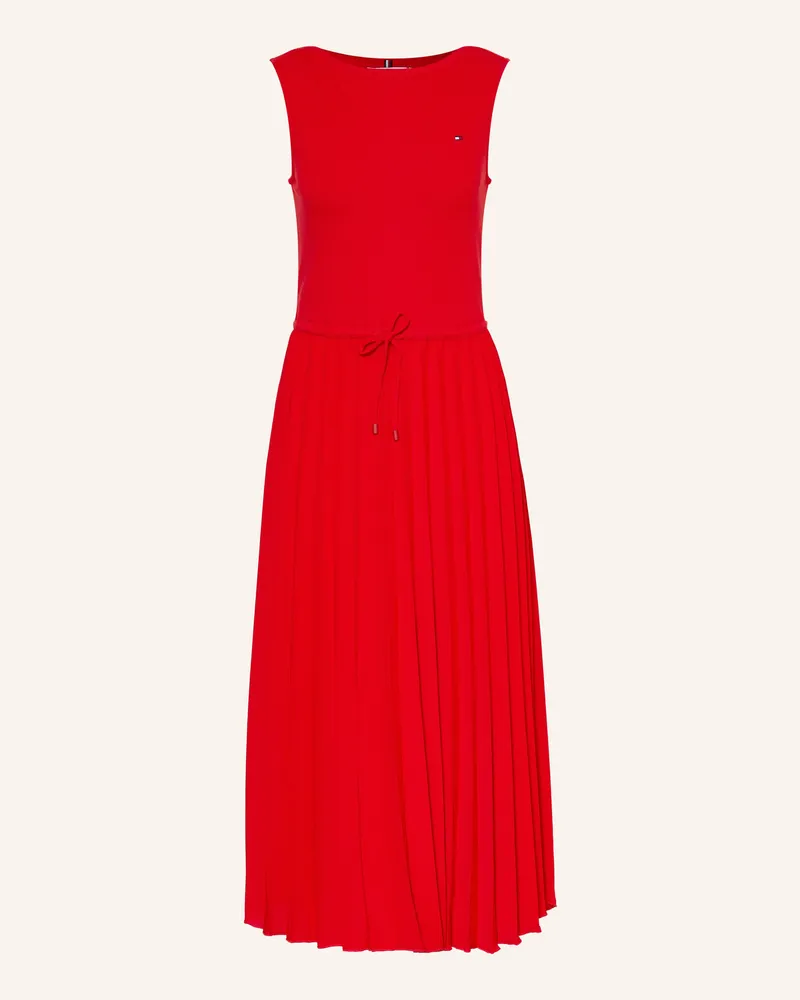 Tommy Hilfiger Kleid Im Materialmix Mit Plissees rot Rot