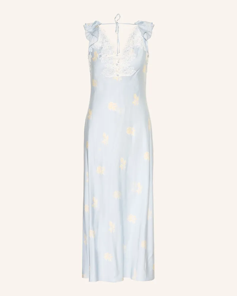 Claudie Pierlot Satinkleid mit Spitze Hellblau