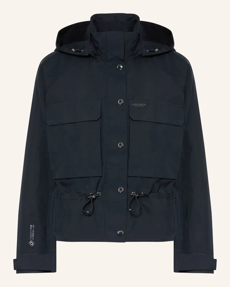 Woolrich Regenjacke mit abnehmbarer Kapuze Dunkelblau